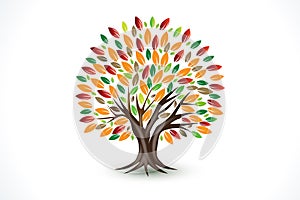 Tree fall vibrant colors logo vector