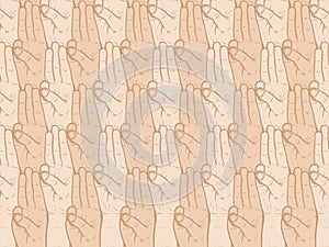 Tree fingers salute for scout, fighting for their rights, hand pointing three fingers linear style. Simple doodle hand drawn style