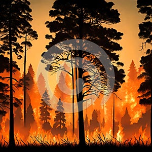 Tree on fire - ai generated image