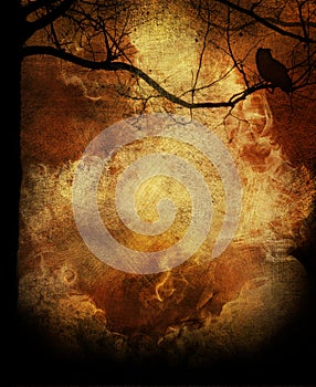 Tree fire grunge background