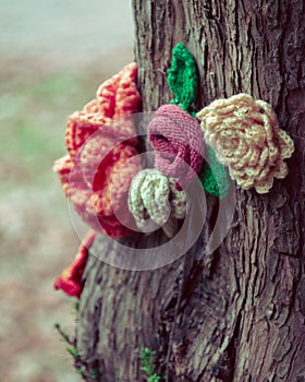 Tree Flowers made of wool