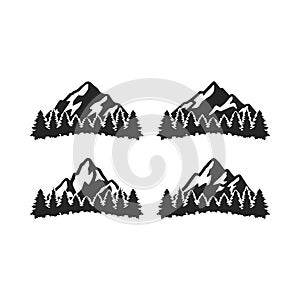 Tree Forest Mountain silhouette set