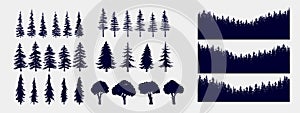 Tree and forest silhouettes collection - Vector illustration