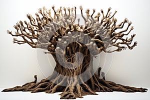 Tree formed entirely by interconnected human figures, symbolizing unity and interconnectedness. Ai generated