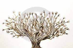 Tree formed entirely by interconnected human figures, symbolizing unity and interconnectedness. Ai generated