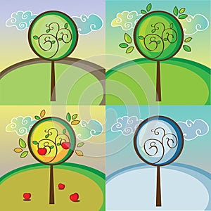 A tree in four different seasons