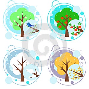Tree and four seasons - spring, summer, autumn, winter. Art Tree Nice for your design