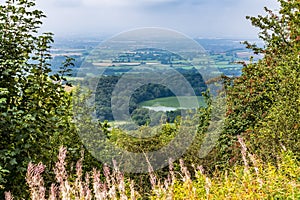 A tree framed view from Sutton Bank as storm clouds approach in Yorkshire, UK photo