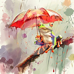 Tree frog colorful illustration