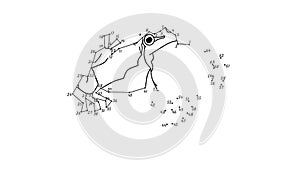 Tree frog drawing dot-to-dot and become animation
