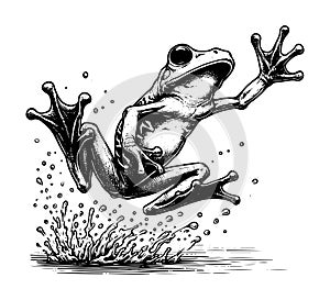 Tree Frog hand drawn vector graphic