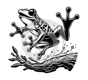 Tree Frog hand drawn vector graphic
