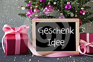 Tree With Gifts, Snowflakes, Geschenk Idee Means Gift Idea photo