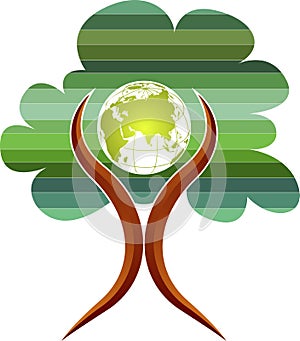 Tree globe man logo