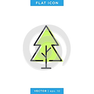 Tree With Green Color Icon Vector Design Template.
