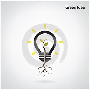 Tree of green idea shoot grow in a light bulb