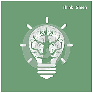 Tree of green idea shoot grow in a light bulb photo