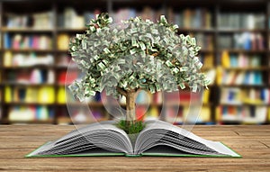 Un árbol creciente un libro el gran libro abierto un árbol lectura hace 