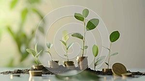 Tree grows on a pile of coins concept of profit saving for the future of investment and business growth for financial prosperity