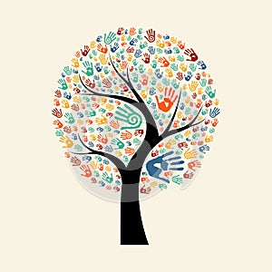 Tree hand illustration for diverse community help