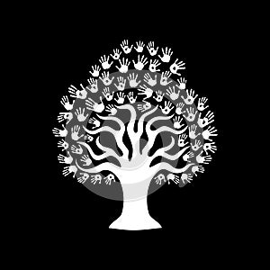 Tree hand illustration for diverse team help