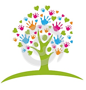 Un albero mani un cuore designazione dell'organizzazione o istituzione 