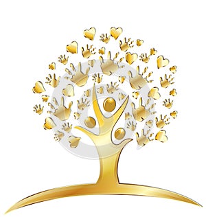 Tree with hands and hearts logo