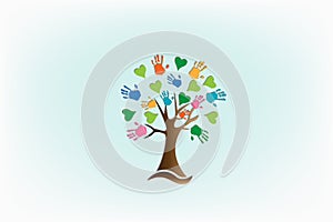 Tree hands love hearts logo