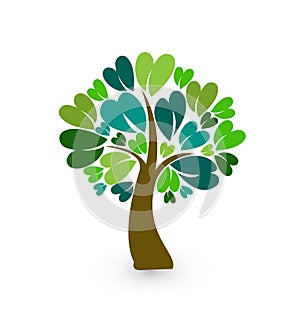 Tree with heart leafs logo