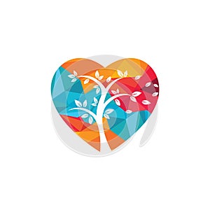 Tree heart logo design. Love nature creative logo design template.