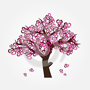 Tree with hearths for valentine or wedding