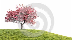 A tree on a hill under a white sky