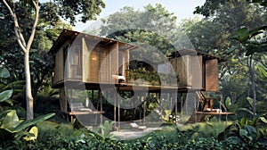 Tree House Amid Forest Canopy