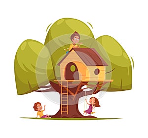 Tree House Children Composition