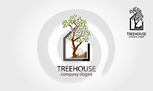 Tree House Vector Logo Illustration.