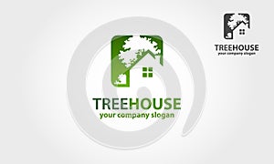 Tree House Vector Logo Template.