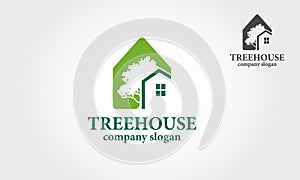 Tree House Vector Logo Template.