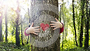 Tree Hugging - Love Nature - Child Hug The Trunk photo