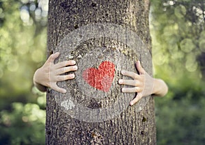 Tree hugging, love nature