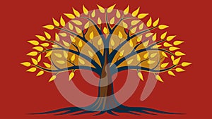 The tree of Humility stands humbly its branches bowed in reverence to the stoic principles.. Vector illustration.