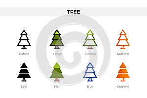 tree icon in different style. tree vector icons designed in outline, solid, colored, filled, gradient, and flat style. Symbol,