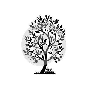Tree Icon hand draw black agriculture colour logo symbol perfect