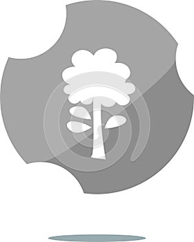 Tree icon on round button . Flat sign isolated on white background