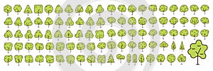 Tree icon set. Flat Line Icons. Vector illustration