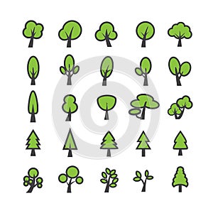 Tree icon set, vector eps10