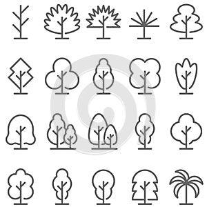 Tree icon set vector illustration. Contains such icon as Plant, Botany, Coconut, Forest, Nature, Garden and more. Expanded Stroke
