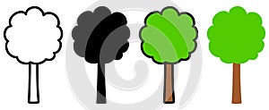 Tree icon set. Vector illustration isolated on white background