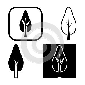 Tree icons set for logo. Vector black and white isolated illustration on white background.