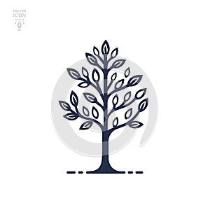 Tree icon. Vintage, growth branch, leaves, trunk, concept. Vector illustration