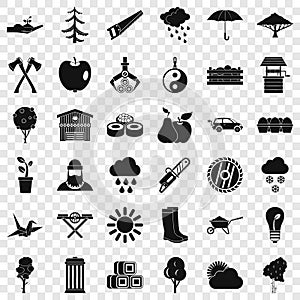 Tree icons set, simple style